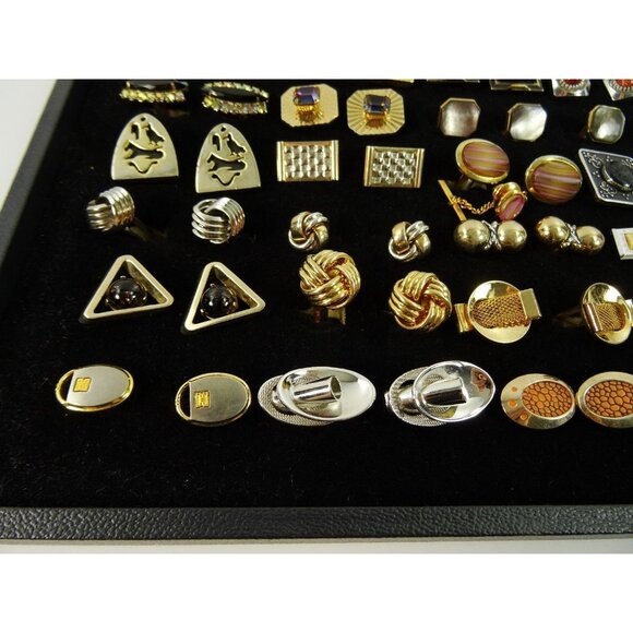 Huge Lot of Cufflinks 36 Pairs Vintage and Designer Cuff Links w Tray - Picture 3 of 7